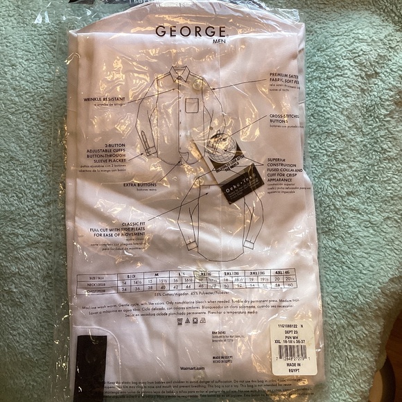 NEW Men’s George Premium Sateen Long Sleeve  Dress Shirt Wrinkle Resistant - Picture 2 of 7